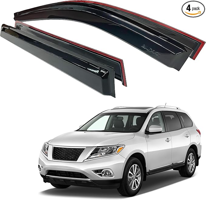 Tape-on Rain Guards for 2022-2026 Nissan Pathfinder S SV SL Platinum | Shatterproof, Easy Install, Extra Durable, Fits Great, High Quality, Black Auto Accessories, Side Window Deflector & Visors