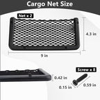 2 PCS Car Net Pocket, ABS Plastic Frame Cargo Net Storage Pockets Phone Nets, Car Mesh Net Pockets with Screws for Auto, RV, Boat, and Camper Storage Nets (9 x 4.3 Inch)