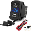 Rocker Switch Style Dual USB Outlet LED Voltmeter Quick Connector 12V Car Replacement with Inline Fuse for Boats RVs Trucks Cars