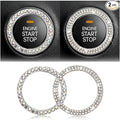 Car Bling Rhinestone Engine Start Ring Stickers, 1 Single Drainage Drill and 1 Double Drainage Drill Car Start Button Cover, Key Ignition Knob Bling Ring Decals, Bling Car Accessories(Set Multicolor)