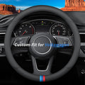 Deer Route Custom-Fit for Volkswagen Steering Wheel Cover, Premium Leather Car Steering Wheel Cover with Logo, Non-Slip, Breathable, for Volkswagen Accessories (D-Style,for Volkswagen)