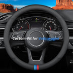Deer Route Custom-Fit for Volkswagen Steering Wheel Cover, Premium Leather Car Steering Wheel Cover with Logo, Non-Slip, Breathable, for Volkswagen Accessories (D-Style,for Volkswagen)