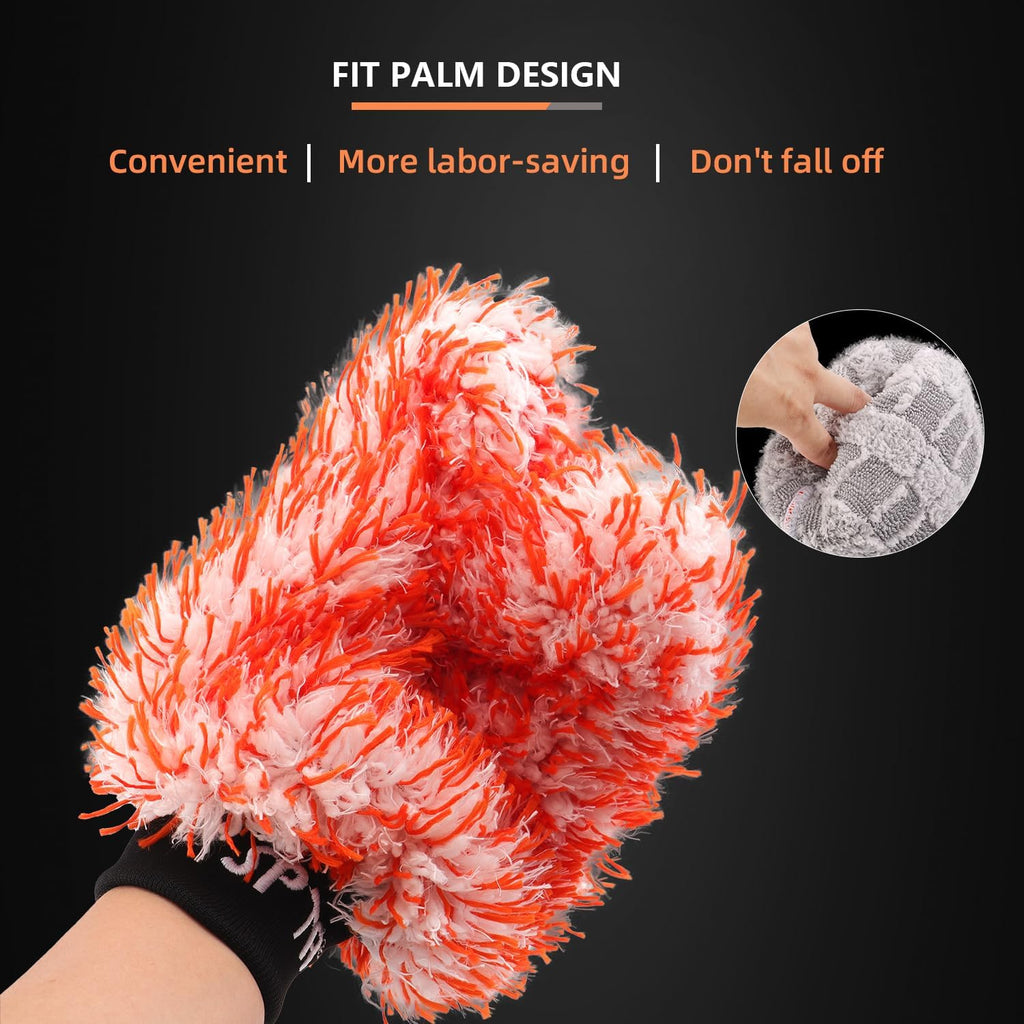 Microfiber Car Wash Mitt (3-Pack) — Plush Scratch-Free Sponges