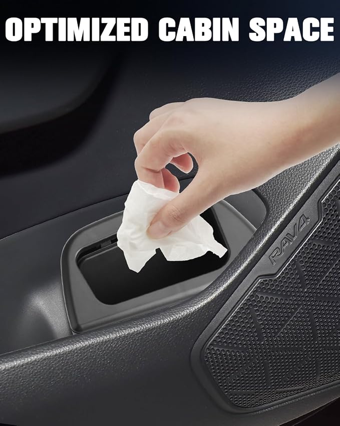 Toyota RAV4 2025 Trash Can Bin with Lid for Door, Black ABS Plastic, Quart Size, Custom Fit for Driver Side Door Pocket (LE/SE/XLE Premium/Woodland/XSE/Limited) Accessories