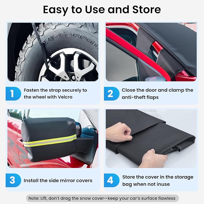 Upgraded Car Windshield Cover for Ice & Snow [All-Weather Protection] Magnetic Fit Weatherproof Frost Cover, Winter Accessories, Fit for MPV, Van, Full-Size Trucks