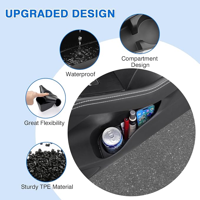 Car Door Side Storage Box and Trash Can for 2021-2025 2026 Nissan Rogue Accessories Front Door Insert Tray Organizer Door Slot Storage Protector Garbage Bin with Trash Bags 4PCS