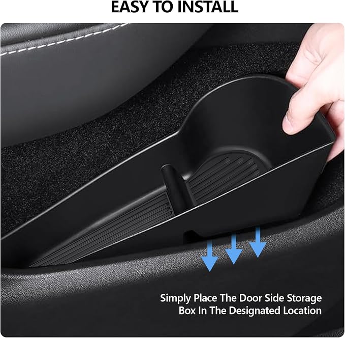 4Pcs Door Side Storage Box for Tesla Model Y Juniper 2025 2026 Front & Rear TPE Car Door Organizer Tray Anti Slip Easy to Clean Car Interior Accessories