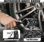 8PCS Car Wheel Brush kit,Wheel Cleaner Brush, Microfiber Cleaning Cloth,Soft Bristle Rim Brush,Tire Polishing Application Pad,Drying Towel.Tire Cleaning Brush Kit for Trucks, Cars, RVs