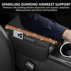 Bling Car Center Console Cover, Leather Car Arm Rest Cover Cushion with 2 Storage Bags, Universal Auto Armrest Protector Storage Box, Bling Accessories Interior for Most Vehicles (Orange)