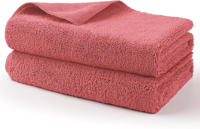Professional Large Microfiber Car Drying Towels 2 Pack, Lint Free, Scratch Free, Highly Absorbent Drying Towel for Cars, SUVs, RVs, Trucks, and Boats,31" x 24",Red