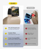 Car Headrest Mount Holder, Tablet Holder for Kids in Back Seats, Anti-Slip Strap and Holding Net,Angle-Adjustable/Fits All 7 Inch to 12.9 Inch Tablets