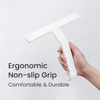 JustHang Shower Squeegee for Glass Doors, All-One-Piece Award-Winning Silicone Squeegee with Built-in Hook for Bathroom, Window, Mirror, Tile Wall,Car, Streak-Free Cleaner Tool,10-Inch White
