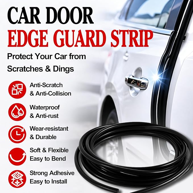 32Ft (10M) Car Door Edge Protector, Anti-Collision Car Door Entry Guard Protective Strip, Doors Edge Trim U Shape Edge Guards for Cars Trucks Suvs (Black-10M)