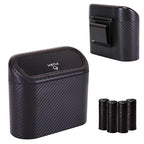 Mini Car Trash Can with Lid, Small Car Garbage Can, Cute Leakproof ABS Car Trash Bin, Car Accessories for Interior, Garbage Bin for Car, Home, Office with 60pcs Trash Bags Carbon Fibre