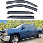 Tape On Rain Guards Window Visors for 2014-2018 Chevrolet(Chevy) Silverado & GMC Sierra 1500, 2015-2019 2500HD 3500HD Crew Cab,4pcs Smoke Side Vent Visor Window Deflectors Vent Guard Shade Sun