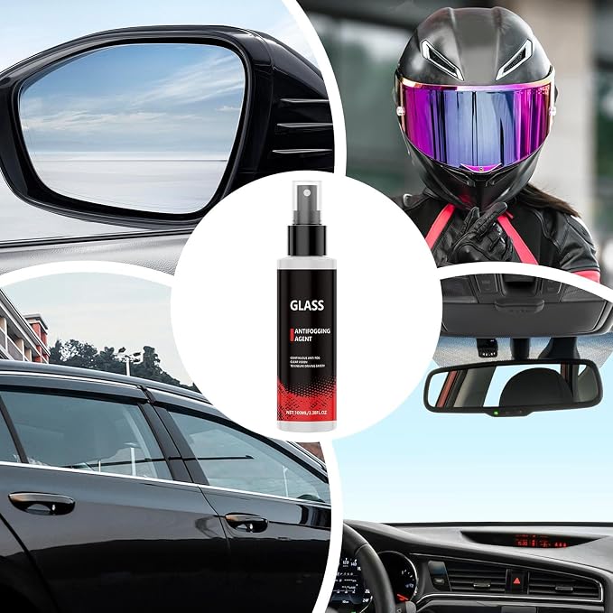 Car Glass Anti Fog Spray - Instant Automotive Defogger for Clear Visibility, Portable Glass Cleaner with Fast Fog Removal, Protective Coating for Driving, Shower Doors, Rainy Conditions