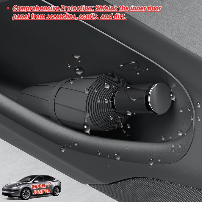 4Pcs Car Door Pocket Organizer Tray for 2026 Tesla Model Y Juniper | Door Pocket Liners, Full-wrap TPE Inserts, Waterproof & Anti-Scratch, Easy to Remove & Clean, Protector Interior Accessories