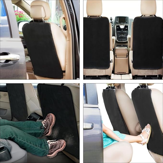 ERINGOGO 2pcs Car Kick Mats Back Seat Protector for Black Auto Seat Back Anti-kick Pad for Safety in Cars