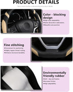 D-Shaped Flat Bottom Steering Wheel Cover for Women Girl - Stylish Car Accessory (Beige)