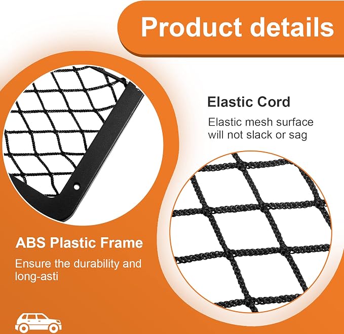 4 Pcs Boat Storage Net Bag, ABS Plastic Car Framed Mesh Net Holder, Phone & Cargo Organizer with Screws for Auto, Rv, Boat, Pontoon, Truck Pocket Storage (14 x 7.3 Inch)