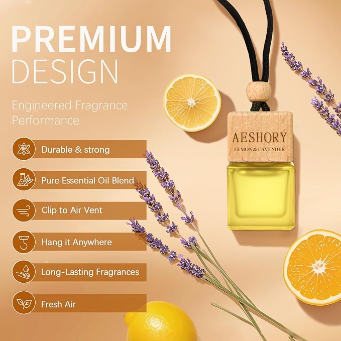 Aeshory 3-Pack Hanging Car Air Freshener, Citrus Scent Long Lasting Aroma, Unisex Car Fragrance, Premium Essential Oil Aromatherapy Diffuser, Ideal Gift Set