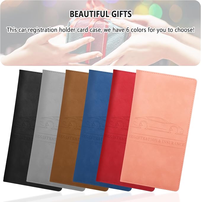 Car Registration and Insurance Holder,PU Leather Car Glove Box Organizer Car Document Holder for ID,Driver's License,Universal Car Organizer Car Accessories for Women/Men (Pink)