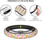 Flowers Floral Steering Wheel Cover Cute Universal 15 Inch Car Accessories Protector for Women Fit Auto SUV Sedan Vans Trucks