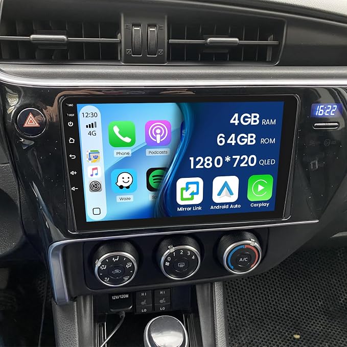 4+64G Android 15 Car Radio for Toyota Corolla 2017 2018 2019, 9 inch 1280 * 720 Touch Screen for Corolla Head Unit with Carplay/Android Auto/5G WiFi/GPS Navigation/Bluetooth 5.0 + Backup Camera