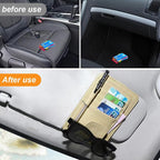 Leather Car Sun Visor Organizer Clip, Universal Car Truck Visor Document Holder with Sunglasses Clip, Auto Visor Pocket Storage for Bill Card Registration/Driving License Pen (Beige)