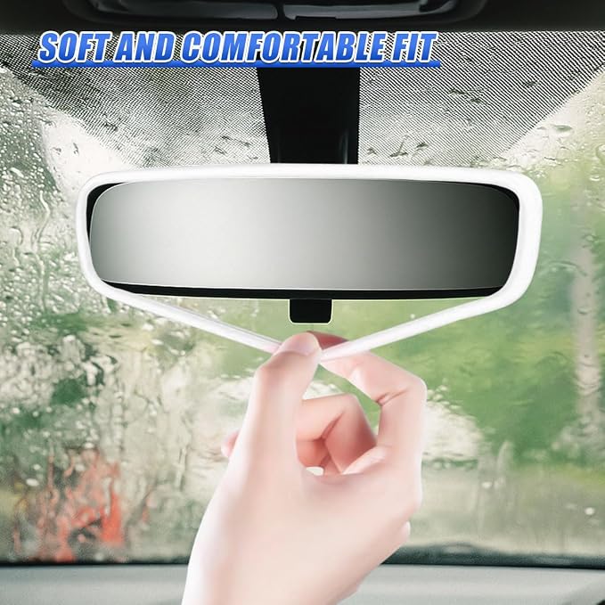 YoRise Car Rear View Mirror Protector Frame, Rearview Edge Cover (White) | Car Rearview Mirror Cover, Car Mirror Decoration Protector Accessories for Most Cars