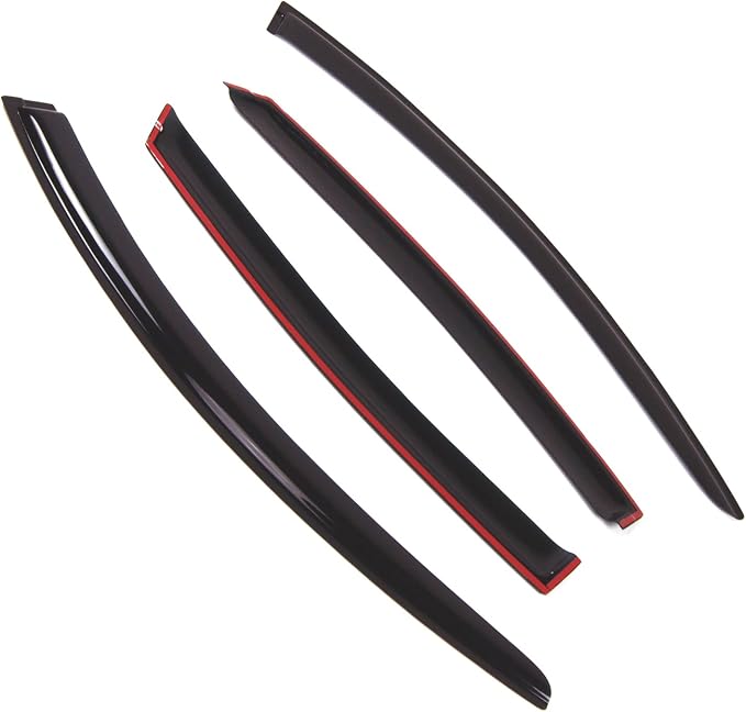 WD2-650 Dark Smoke 4 Pcs Set Window Visor (Outside Mount) Deflector Rain Guard Compatible with 2010-2012 Mazda Mazda6