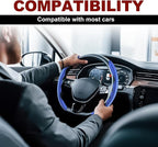 Universal Fit Carbon Fiber Steering Wheel Cover, Segmented Steering Wheel Protector, Carbon Fiber Anti-Skid Steering Wheel Cover Car Interior Accessories (2 Pcs Blue)