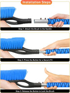 27" Aluminum Snow Brush with Ice Scrapers for Car Windshield and Window | Car Snow Scraper and Brush with Ergonomic Foam Grip Winter Accessories (Blue)