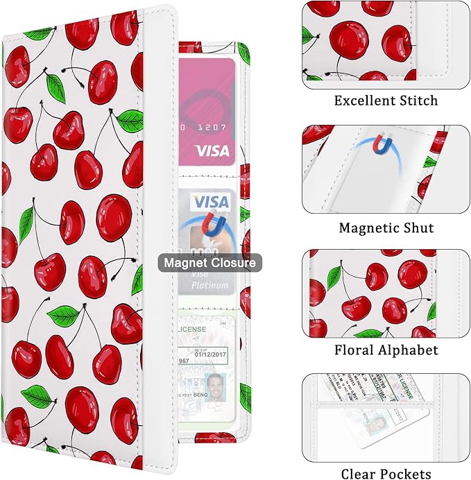 Car Registration and Insurance Holder, with Magnetic Closure for License, Cards and Documents, All Vehicle Needs and Car Accessories (Cherry)