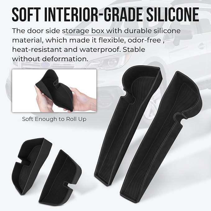 Car Door Storage Box for 2025 Subaru Forester Accessories, Front & Rear Door Side Pocket Organizer with Cup Holder Tray for Car, Non-Slip Door Slot Protective Pad, 4 Pack