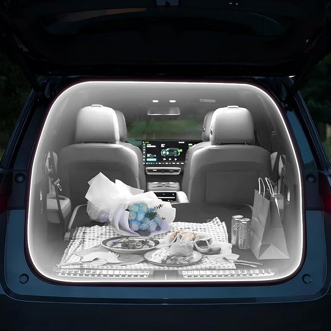 Car LED Strip Lights - Trunk Cargo Ambient Lighting, White 6000K, 177.16 inches Flexible Cuttable LED Light Strip, Easy Install, Waterproof, Universal Fit for Car Trunks, SUVs, and Vans
