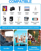 300W Car Inverter Power Outlet Dual AC Car Plug Adapter Outlet | For camping & road trips, 24W USB C/A charge for devices, LED shows real-time voltage & battery status