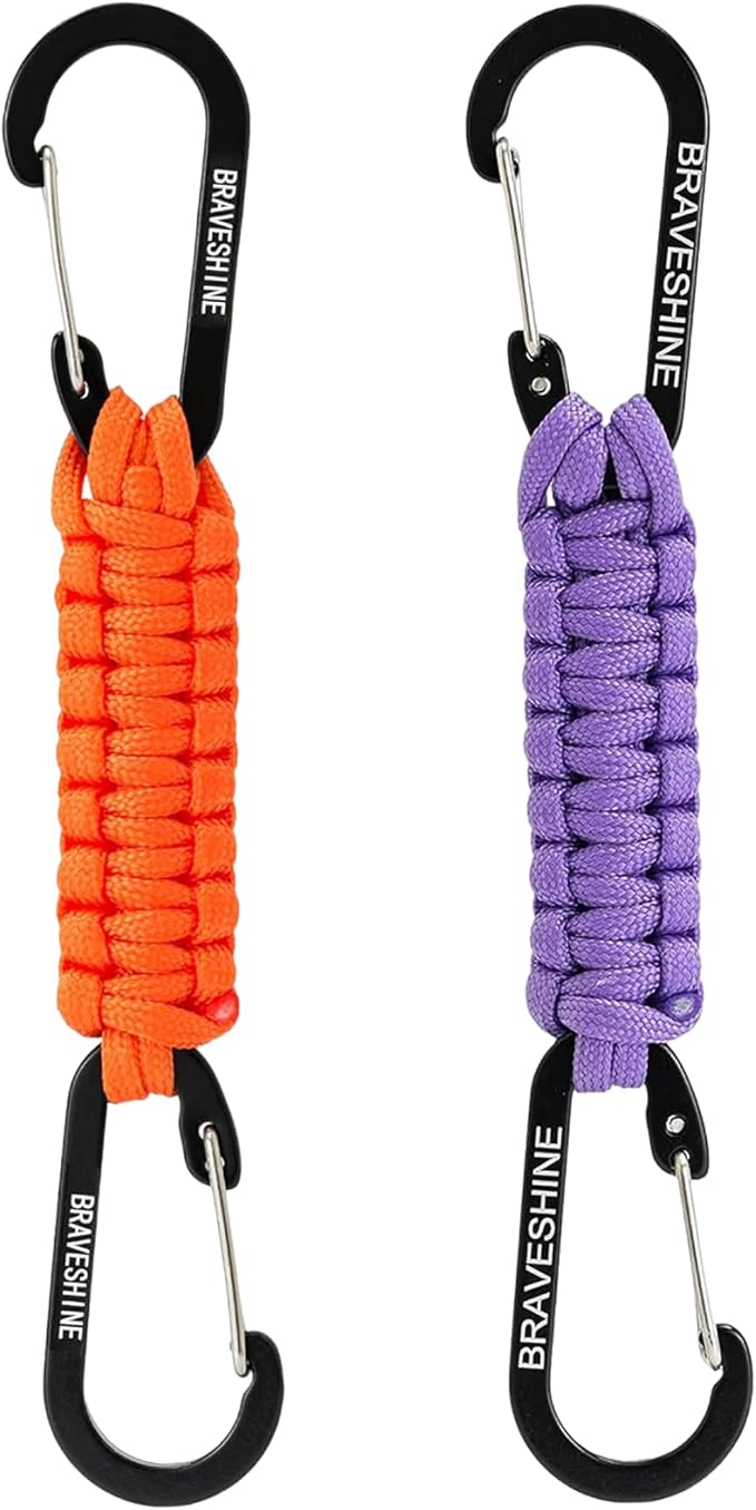 Paracord Keychain Carabiner Clip, D Ring Lanyard Hanger Stroller Hook for Water Bottle, Key, Backpacks, Men, Women
