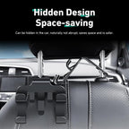 2 PCS Car Headrest Hooks, Multi-functional Seat Back Hanger for Phone & Bag & Umbrella, ABS Load Capacity Hidden Hanging Hook, Interior Organizer for Most Vehicles (Black)