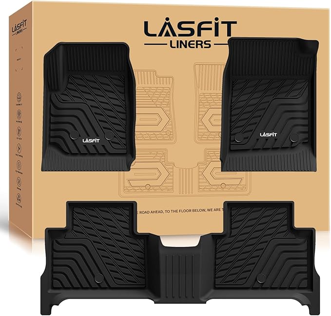 Floor Mats for Chevrolet Chevy Colorado/GMC Canyon 2015-2022 (Only Crew Cab), All Weather TPE Custom Fit Automotive Floor Mats for Cars, 1st and 2nd Row Car Floor Mats Full Set, 3 PCS, Black