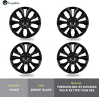 4-Pack Universal Hubcaps Wheel Covers Replacement R17, Steel Wheel Rim Cover for Most Cars Trucks Sedans SUV, 17" 17 in Hub Caps (Bright Black Color, 17 inch)