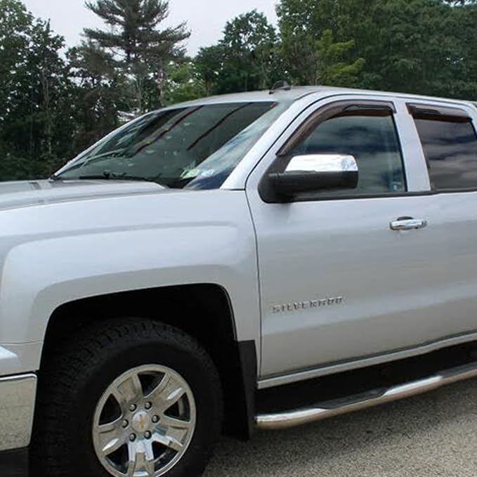 Side Window Visors rain Guards Vent Deflectors for 14-18 Chevrolet Silverado/GMC Sierra 1500 2500HD 3500HD Double/Extended Cab, Rain Guards Sun Shade Out Channel,Dark Smoke 4pcs 94528