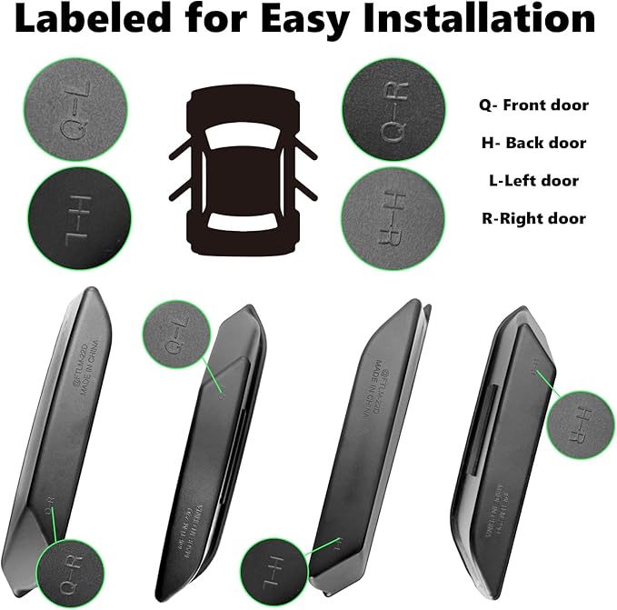 4PCS Door Pockets for Ford Bronco 4-Door 2021-2026, ABS Handle Storage Box | with Anti-Slip Mat, Black, Not for Sport or 2-Door, Tool-Free Install, Fits Ford Bronco 4-Door 2021 2022 2023 2024 2025 2026