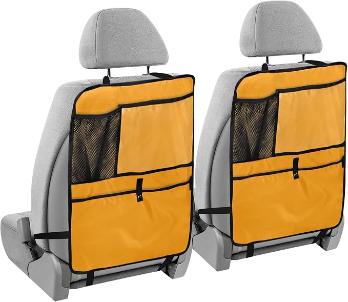 Marigold Seat Back Organizer Kick Mats with Organizer, Seat Protectors for Back of Front Seats, 2 Pack