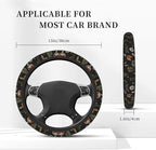 Vintage Mushroom Dragonfly Flower Steering Wheel Cover, Non-Slip Breathable Neoprene Steering Wheel Covers, Women Car Accessories Universal 15 Inch Fit Auto, Suvs, Truck