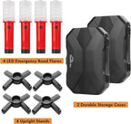 LED Safety Strobe Road Warning Light, Set of 4 | Emergency Roadside Flares Kit, Highway Beacon Alert Flare, Magnetic Base, Detachable Stand, Solid Storage Case