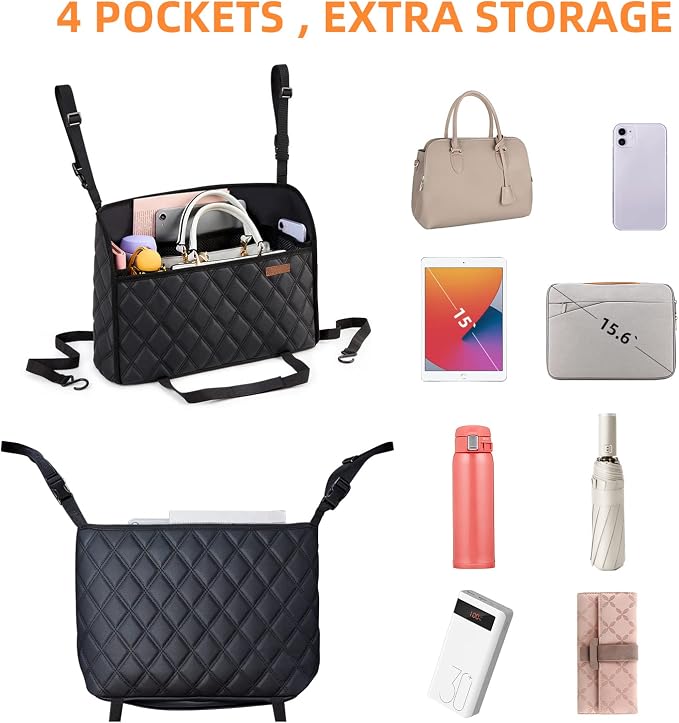 Car Net Pocket Handbag Holder Between Seats Back Storage Organizer Purse Holder for Console Front Seat Storage Barrier