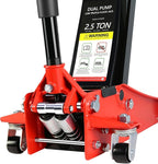 Floor Jack 2.5 Ton Low Profile Capacity Fast Lift Service Jack Steel Heavy Duty Hydraulic Car Jack with Dual Pistons Quick Lift Pump for Sport Utility Vehicle, Lifting Range 3.5"-19.5",Red