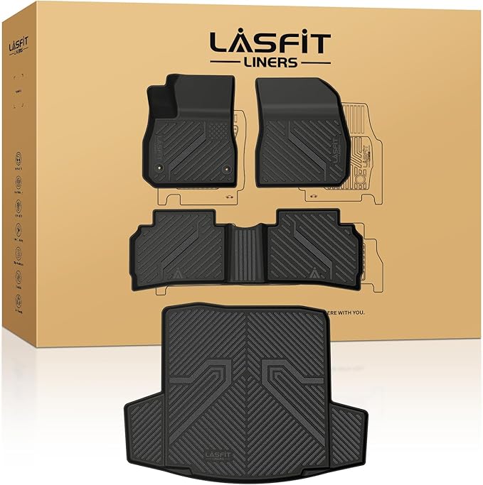 Floor Mats & Cargo Liner for Chevrolet Malibu 2016-2025 Car Mats (Not Fit Hybrid), All Weather TPE Custom Fit Floor Mats for Cars, 1st and 2nd Row Car Floor Mats for Malibu Accessories Black