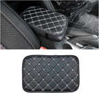 Car Leather Center Console Cushion Pad, 11.4"x7.4" Waterproof Armrest Seat Box Cover Fit for Cars, Vehicles, SUVs, Comfort, Car Interior Protection Accessories (Black/White)